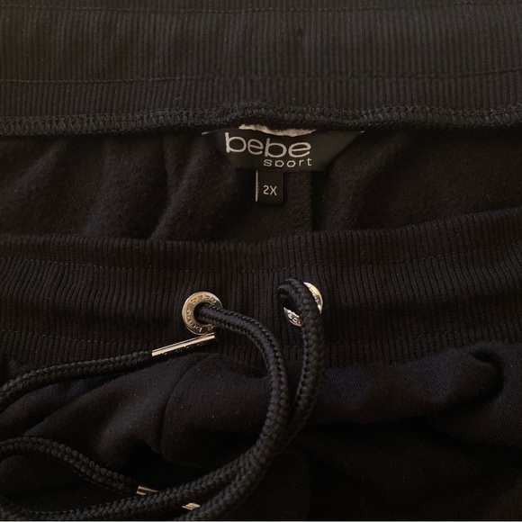 BeBe Sport Black Silver Glitter Logo Band Fleece Jogger Curvy 2X ECU Gothic BA… - Picture 4 of 5